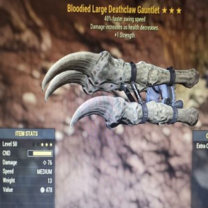 Bloodied Large Deathclaw Gauntlet 3 Stars Level 50 xbox