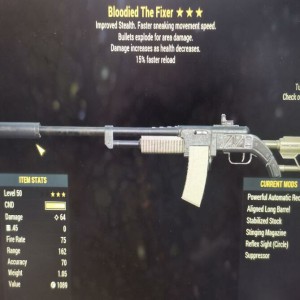 Bloodied Explosive 15fr The Fixer 3 Stars Level 50 Pc