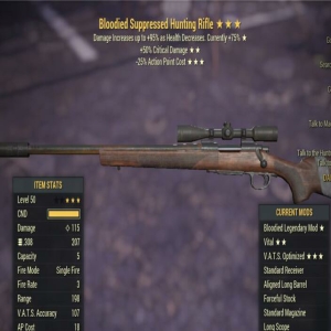Bloodied 50CD 25AP Cost Hunting Rifle 3 Stars Level 50 PC